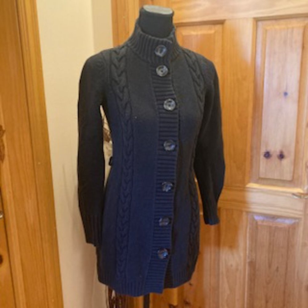 Black Dalia Cable Knit Button Up Sweater